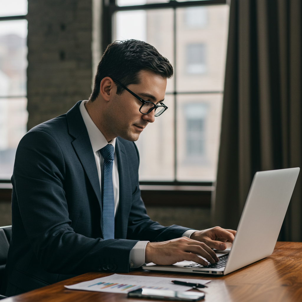 A Man Working On Laptop