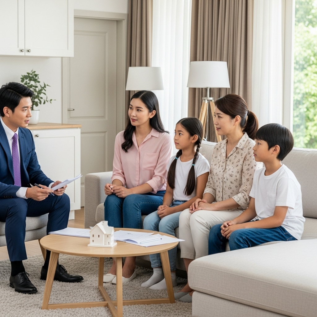 A Man Explaining Home Insurance Coverage for Families